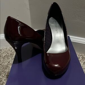 Madden Girl Burgundy Patent Heels